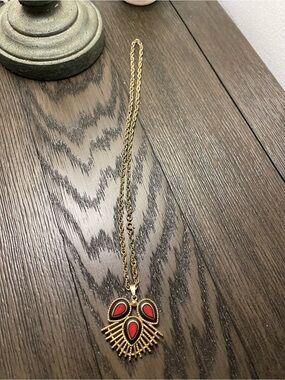 Sarah Coventry Gold Tone Necklace with Red Accents
